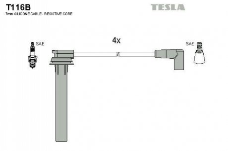 Комплект кабелей зажигания TESLA T116B (фото 1)