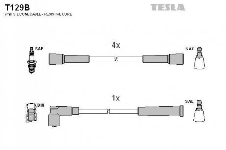 Комплект кабелей зажигания TESLA T129B (фото 1)