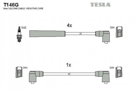 Комплект кабелів запалювання TESLA T146G (фото 1)