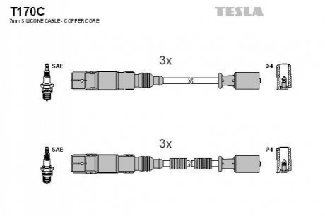 Комплект кабелів запалювання TESLA T170C (фото 1)