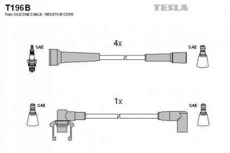 Комплект кабелів запалювання TESLA T196B