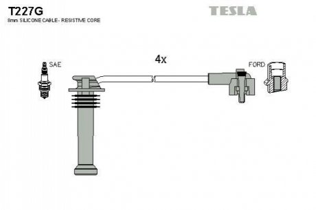 Комплект кабелей зажигания TESLA T227G (фото 1)