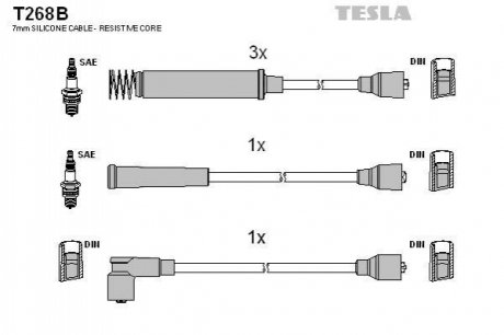 Комплект кабелей зажигания TESLA T268B
