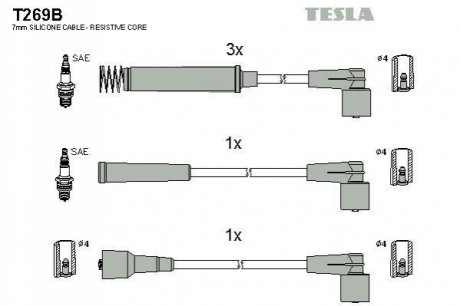 Комплект кабелів запалювання TESLA T269B (фото 1)
