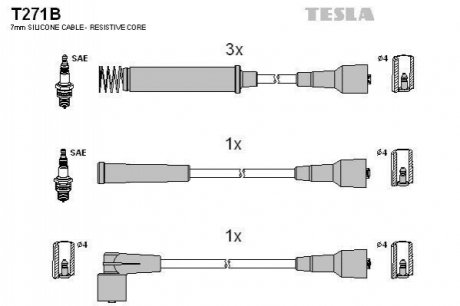 Комплект кабелів запалювання TESLA T271B (фото 1)