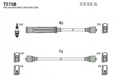 Комплект кабелей зажигания TESLA T275B