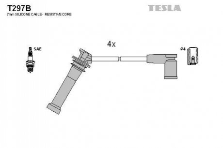 Комплект кабелей зажигания TESLA T297B (фото 1)