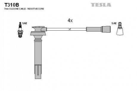 Комплект кабелів запалювання TESLA T310B (фото 1)