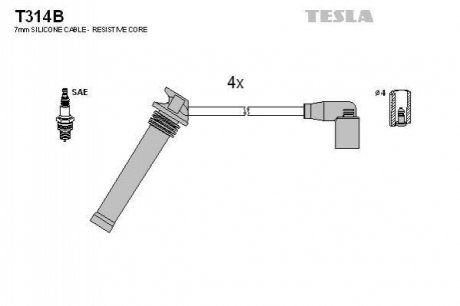 Комплект кабелів запалювання TESLA T314B (фото 1)