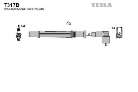 Комплект кабелів запалювання TESLA T317B (фото 1)
