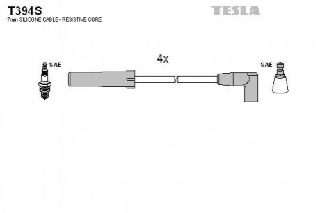 Комплект кабелей зажигания TESLA T394S (фото 1)