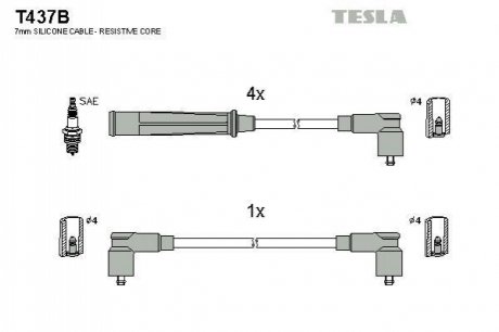 Комплект кабелів запалювання TESLA T437B (фото 1)