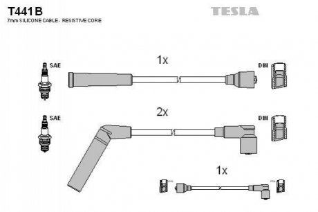 Комплект кабелей зажигания TESLA T441B (фото 1)