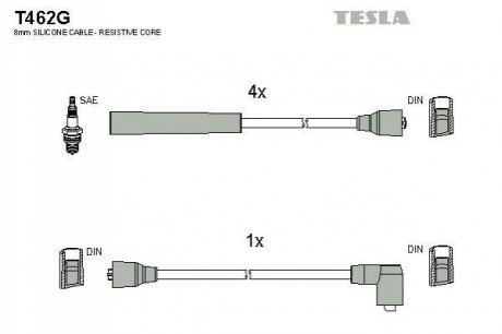 Комплект кабелів запалювання TESLA T462G