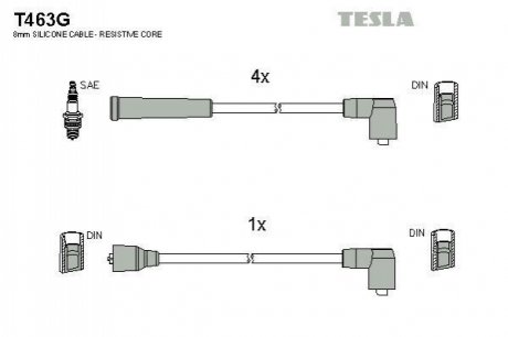 Комплект кабелей зажигания TESLA T463G