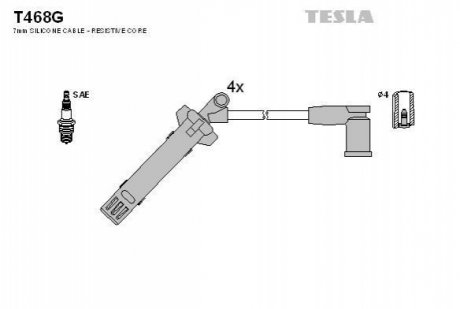 Комплект кабелів запалювання TESLA T468G (фото 1)