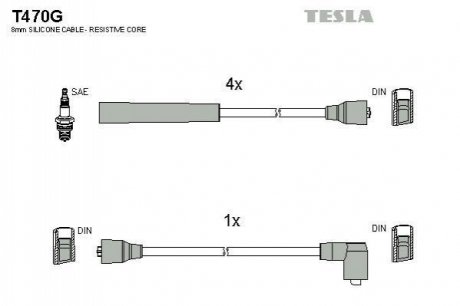 Комплект кабелів запалювання TESLA T470G