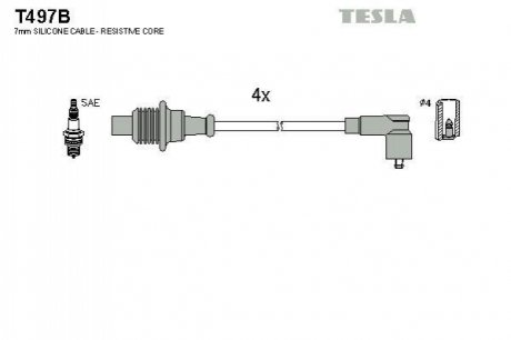 Комплект кабелей зажигания TESLA T497B