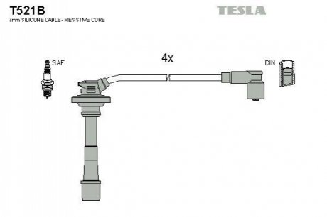 Комплект кабелів запалювання TESLA T521B (фото 1)