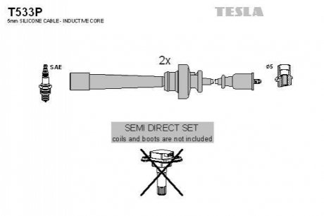 Комплект кабелей зажигания TESLA T533P (фото 1)