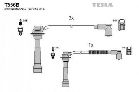 Комплект кабелів запалювання TESLA T556B (фото 1)