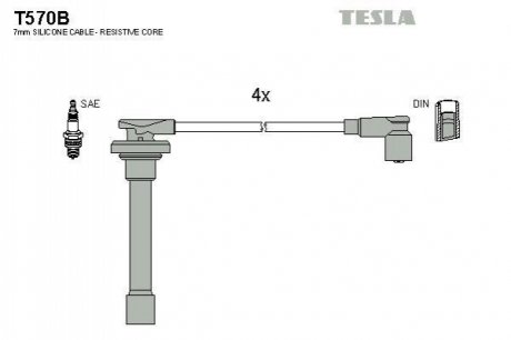 Комплект кабелей зажигания TESLA T570B