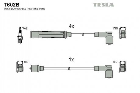 Комплект кабелей зажигания TESLA T602B