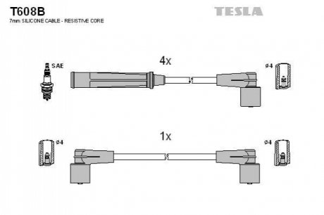 Комплект кабелів запалювання TESLA T608B (фото 1)