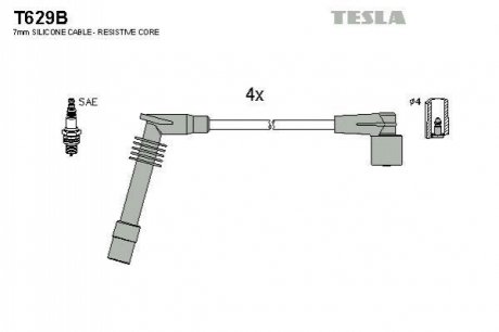 Комплект кабелей зажигания TESLA T629B
