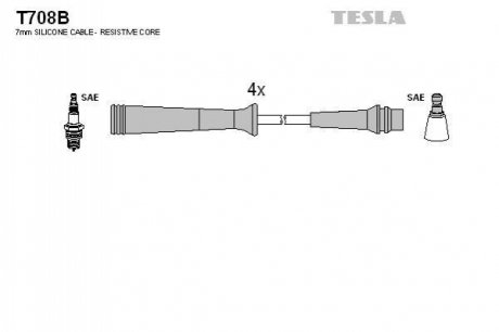 Комплект кабелів запалювання TESLA T708B (фото 1)