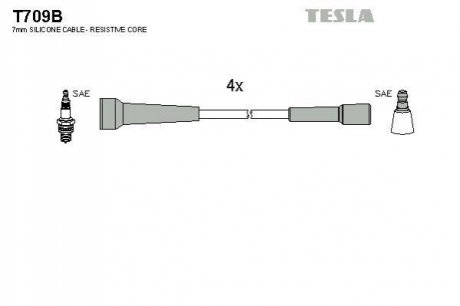Комплект кабелей зажигания TESLA T709B (фото 1)
