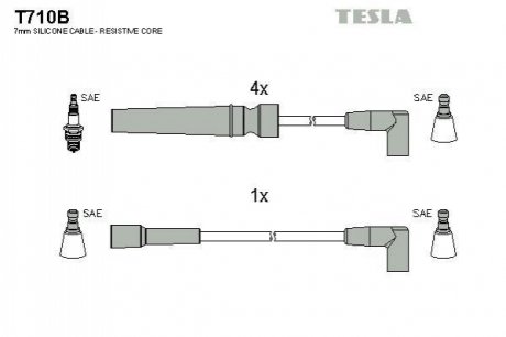 Комплект кабелей зажигания TESLA T710B (фото 1)