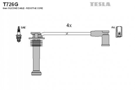 Комплект кабелей зажигания TESLA T726G