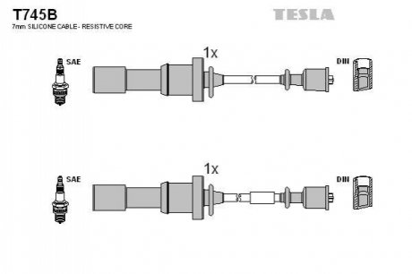 Комплект кабелей зажигания TESLA T745B (фото 1)