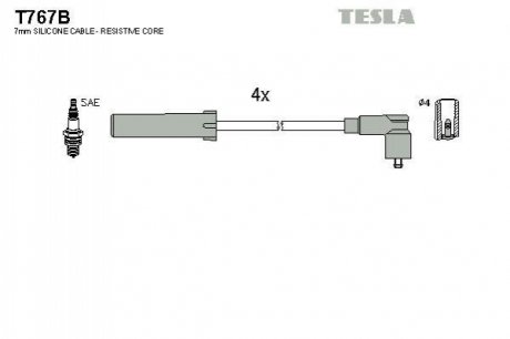 Комплект кабелей зажигания TESLA T767B