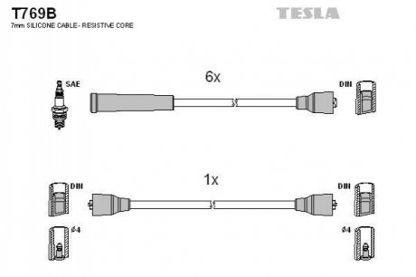Комплект кабелів запалювання TESLA T769B