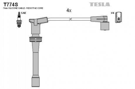 Комплект кабелей зажигания TESLA T774S (фото 1)
