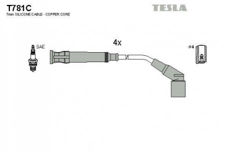 Комплект кабелів запалювання TESLA T781C