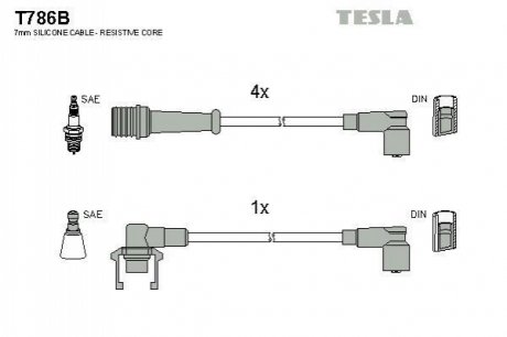 Комплект кабелей зажигания TESLA T786B (фото 1)