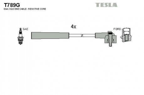 Комплект кабелів запалювання TESLA T789G
