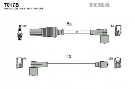 Комплект кабелей зажигания TESLA T817B (фото 1)