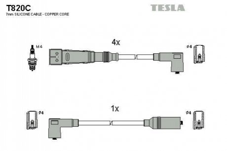Комплект кабелей зажигания TESLA T820C