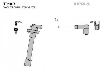 Комплект кабелів запалювання TESLA T848B (фото 1)