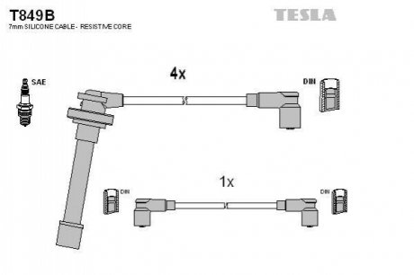 Комплект кабелей зажигания TESLA T849B