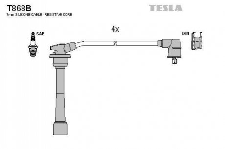 Комплект кабелей зажигания TESLA T868B