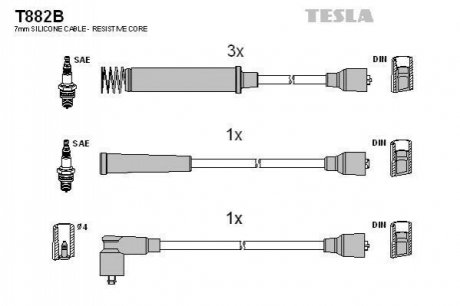Комплект кабелей зажигания TESLA T882B (фото 1)