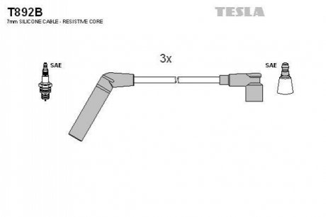 Комплект кабелів запалювання TESLA T892B (фото 1)