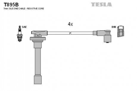 Комплект кабелів запалювання TESLA T895B (фото 1)