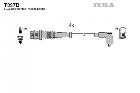Комплект кабелів запалювання TESLA T897B (фото 1)