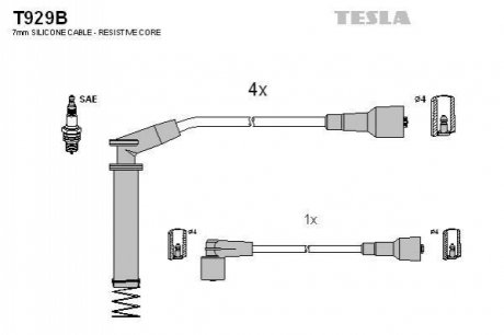 Комплект кабелів запалювання TESLA T929B